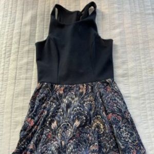 Aqua Navy & Floral Summer Dress